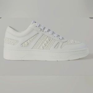 Jimmy Choo  HawaiiFaux Pearl Accents Leather Sneakers , Brand New , Size 8 ( 38)